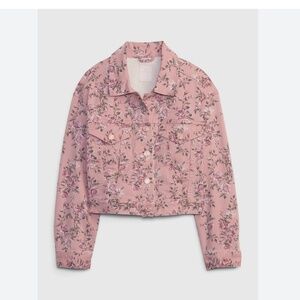 Gap Floral Denim x Love Shack Fancy Jacket‎ Button Front Pink Roses Size 5 Years